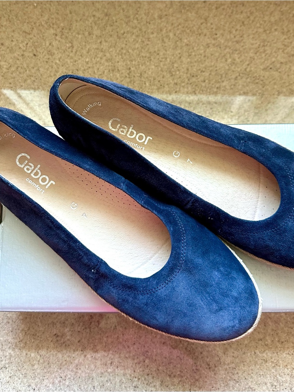Gabor Navy Suede Comfort Ballet Flats